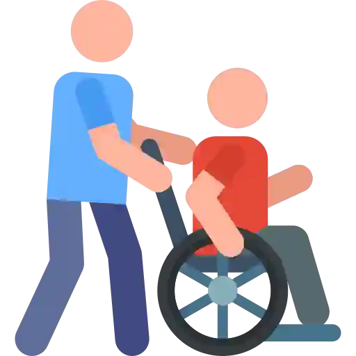icono persoan silla ruefa Icono persona silla de ruedas empujada por otra persona